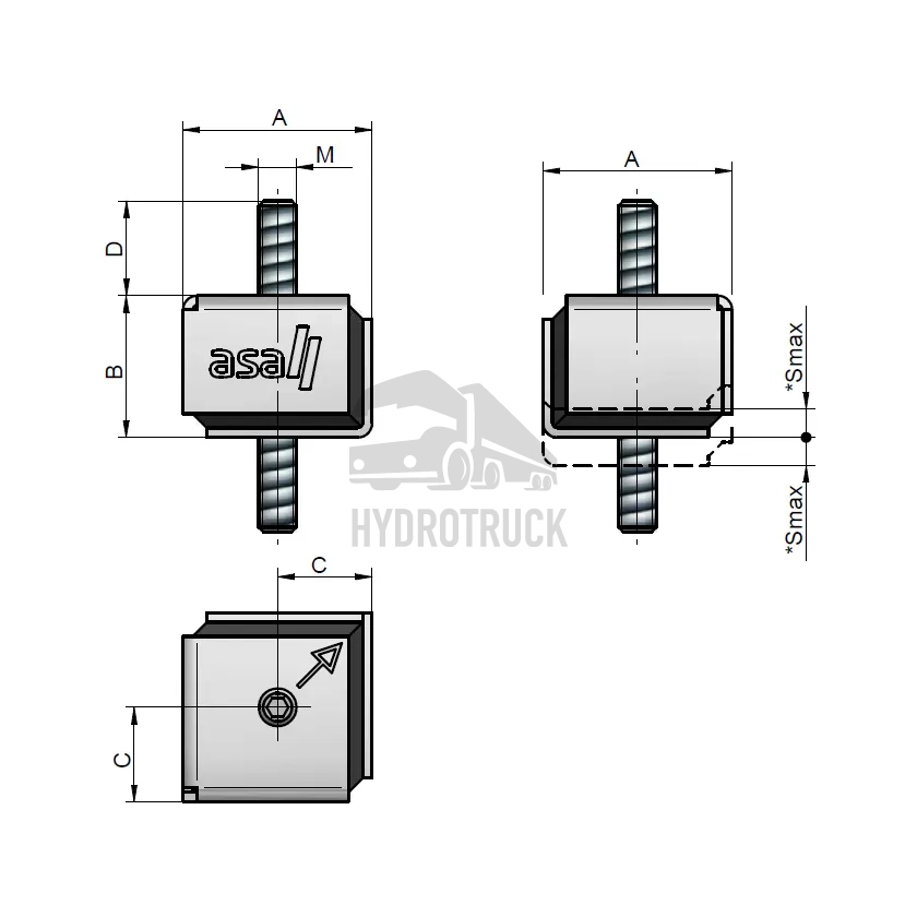 Silentblok ASA typ A 40 kit M8 MDGQ403008AAK